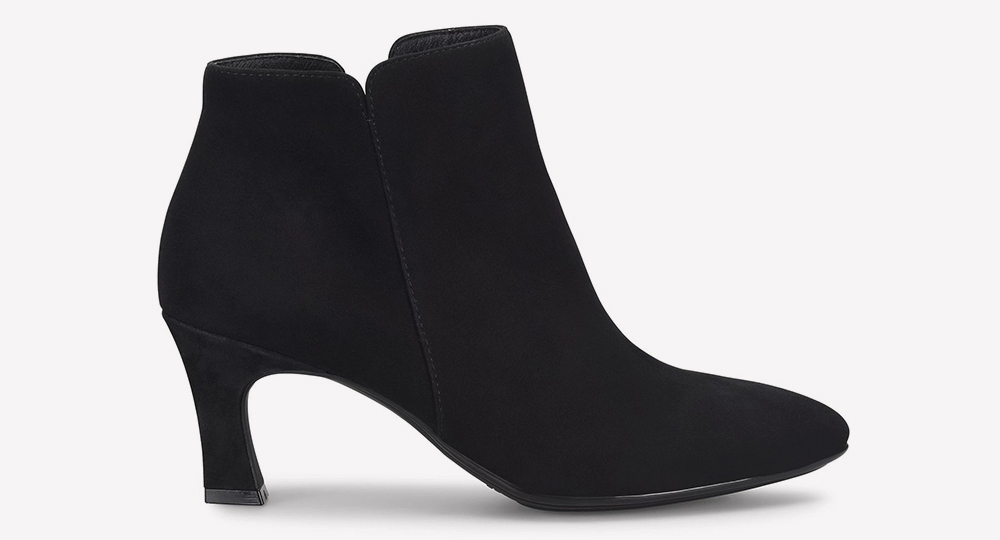 Sasha kitten heeled bootie in black.